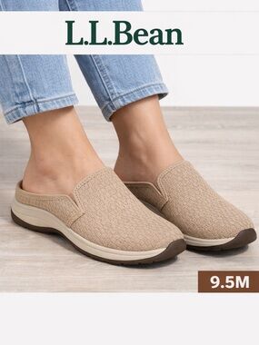 L.L. Bean BeanSport Woven look Mule Slides Tan Womens sz  9.5M Slip On Comfort